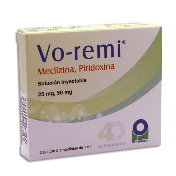 MECLIZINA, PIRODIXINA INYECTABLE 5 AMPOLLETAS 