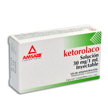 KETOROLACO INYECTABLE 3 AMPOLLETAS 30MG 